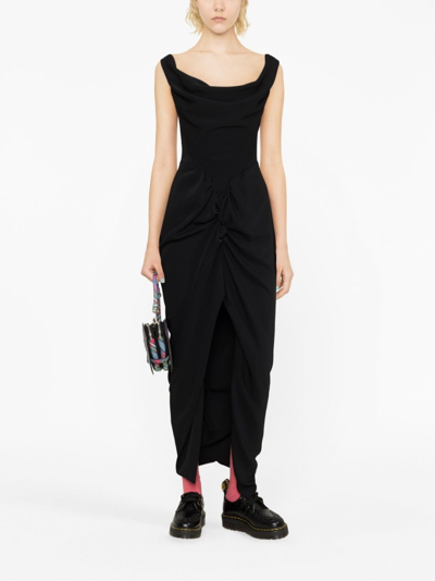 Shop Vivienne Westwood Panther Draped Recycled-cady Dress In Black