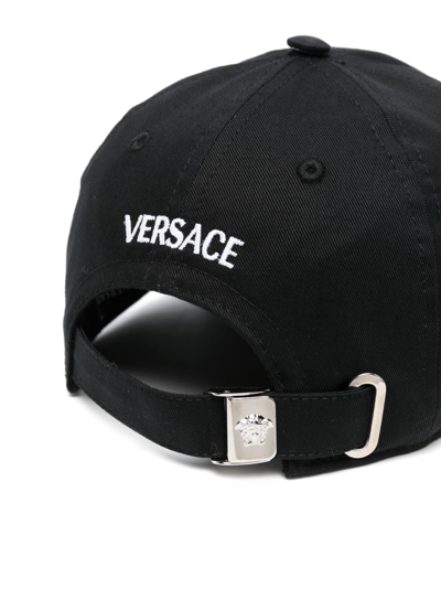 Shop Versace Logo-embroidered Baseball Cap In Schwarz
