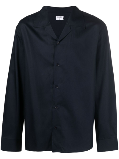 Shop Filippa K Notched-collar Long-sleeve Shirt In Blau
