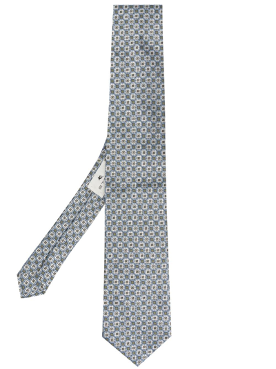 Shop Etro Jacquard Silk Tie In Blau