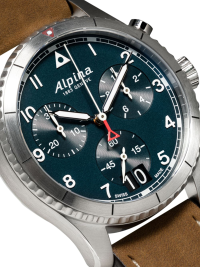 Shop Alpina Startimer Pilot Quartz Chronograph Big Date 41mm In Blau