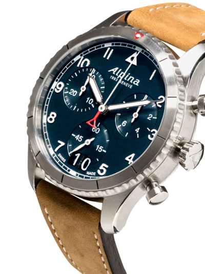 Shop Alpina Startimer Pilot Quartz Chronograph Big Date 41mm In Blau
