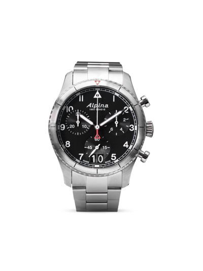 Shop Alpina Startimer Pilot Quartz Chronograph Big Date 41mm In Silber