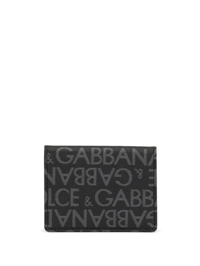 Dolce & Gabbana Monogram-jacquard Bi-fold Cardholder In Schwarz