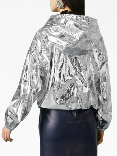 Gucci Viscose Blend Bomber Jacket In Silber