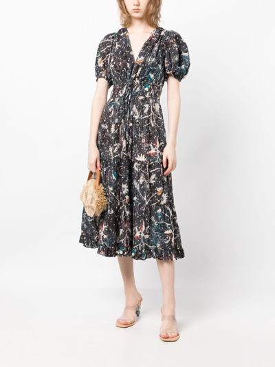 Shop Ulla Johnson Thelma Graphic-print Midi Dress In Mehrfarbig