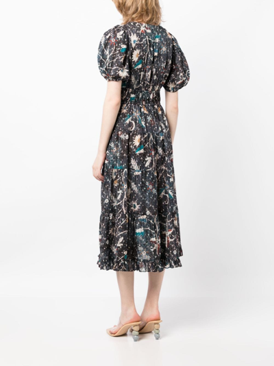Shop Ulla Johnson Thelma Graphic-print Midi Dress In Mehrfarbig