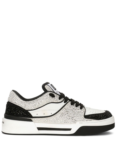Shop Dolce & Gabbana Crystal-embellished Low-top Sneakers In White