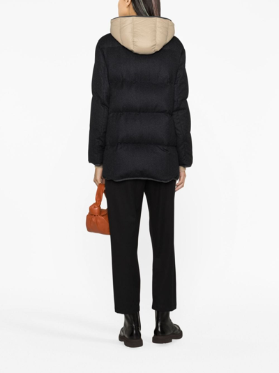 Shop Brunello Cucinelli Quilted Hooded Wool Jacket In Black