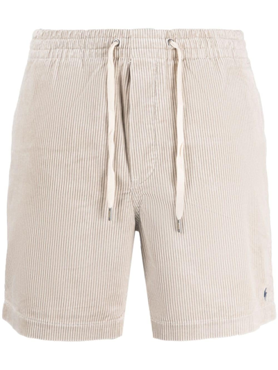 Shop Polo Ralph Lauren Polo Pony Corduroy Track Shorts In Neutrals