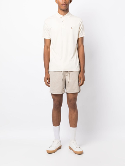 Shop Polo Ralph Lauren Polo Pony Corduroy Track Shorts In Neutrals