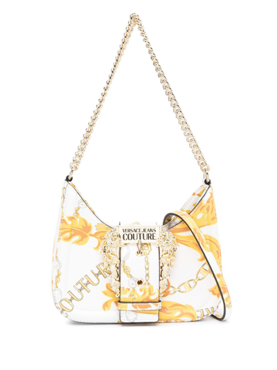 Shop Versace Jeans Couture Chain Couture Faux-leather Shoulder Bag In Weiss