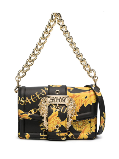 Shop Versace Jeans Couture Chain Couture Faux-leather Crossbody Bag In Schwarz