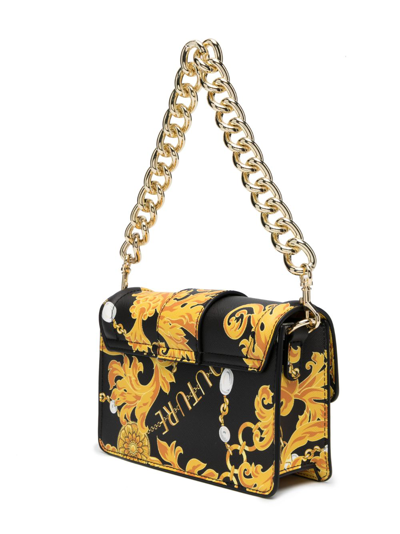 Shop Versace Jeans Couture Chain Couture Faux-leather Crossbody Bag In Schwarz