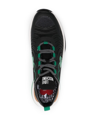 Shop Love Moschino Heart-print Low-top Sneakers In Black
