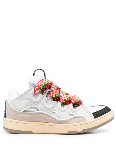 Shop Lanvin Curb Low-top Leather Sneakers In Weiss