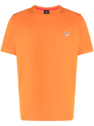 Shop Ps By Paul Smith Zebra-motif Cotton T-shirt In Orange