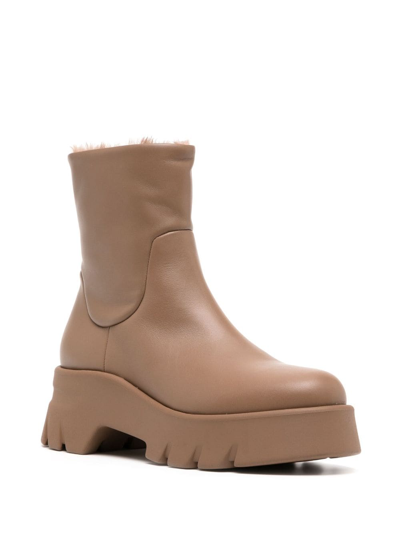 Gianvito Rossi Montey 20 Leather Ankle Boots In Braun