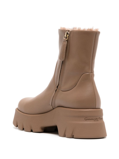 Gianvito Rossi Montey 20 Leather Ankle Boots In Braun