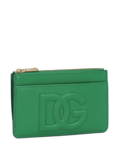 Dolce & Gabbana Logo-embossed Zip Purse In Grün