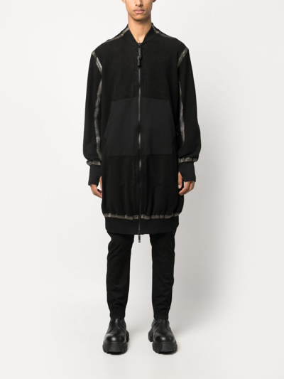 Isaac Sellam Experience Seam-detailing Zip-up Midi Coat In Schwarz