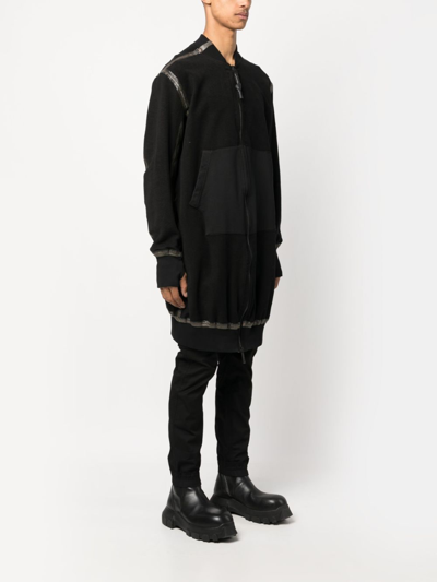 Isaac Sellam Experience Seam-detailing Zip-up Midi Coat In Schwarz