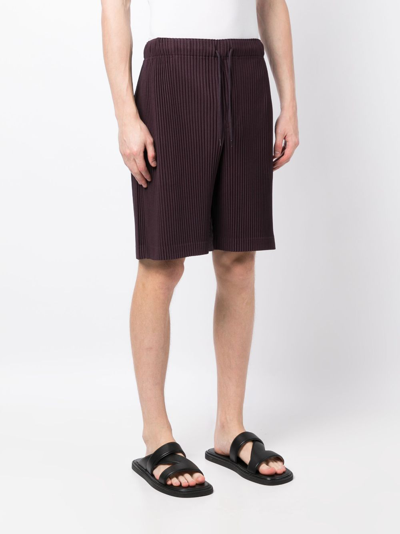 Shop Issey Miyake Color Pleats Drawstring Shorts In Rot