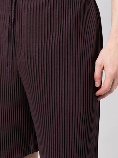 Shop Issey Miyake Color Pleats Drawstring Shorts In Rot