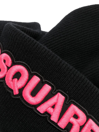 Shop Dsquared2 Logo-appliqué Wool Beanie In Schwarz