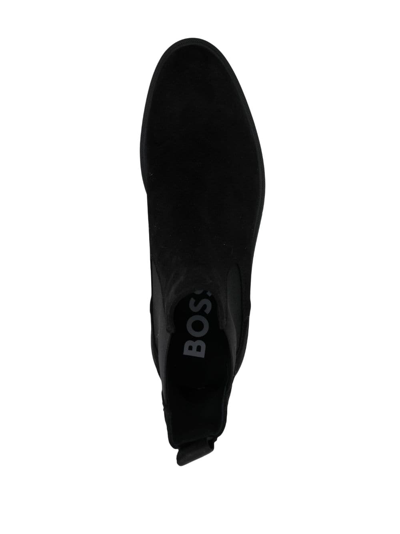 Shop Hugo Boss Elasticated-panels Suede Boots In Black