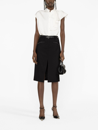 Shop Alexander Mcqueen Sleeveless Ruffled Blouse In Weiss