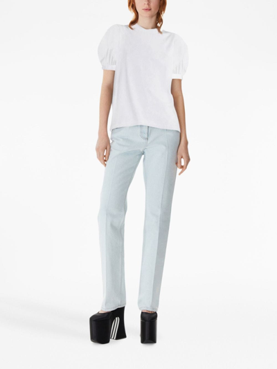 Shop Nina Ricci Puff-sleeve Cotton T-shirt In Weiss