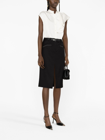 Shop Alexander Mcqueen Sleeveless Ruffled Blouse In Weiss