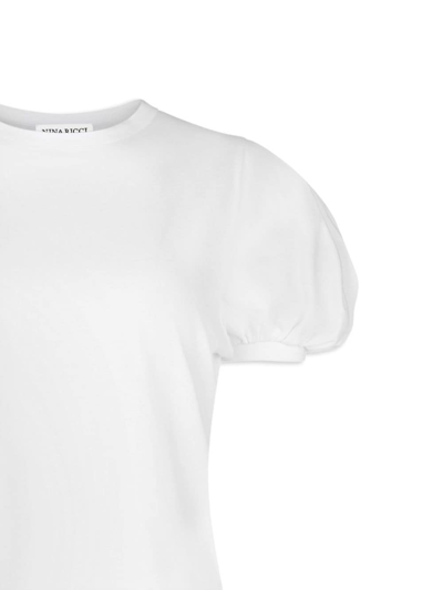Shop Nina Ricci Puff-sleeve Cotton T-shirt In Weiss