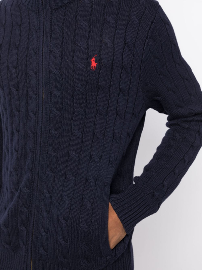 Shop Polo Ralph Lauren Cable-knit Cotton Cardigan In Blue