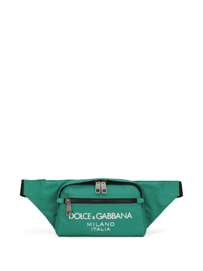 Shop Dolce & Gabbana Embossed-logo Belt Bag In Grün