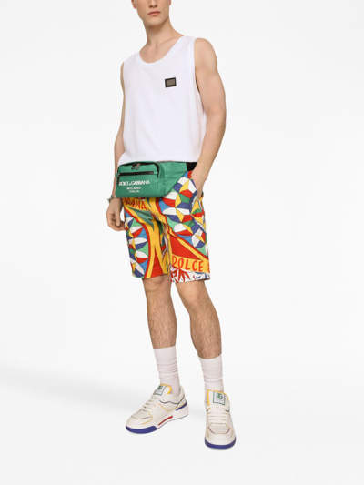 Dolce & Gabbana Rubber Logo Nylon Belt Bag In Grün