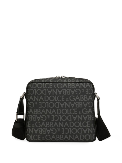 Dolce & Gabbana Logo-print Jacquard Zipped Shoulder Bag In Grau