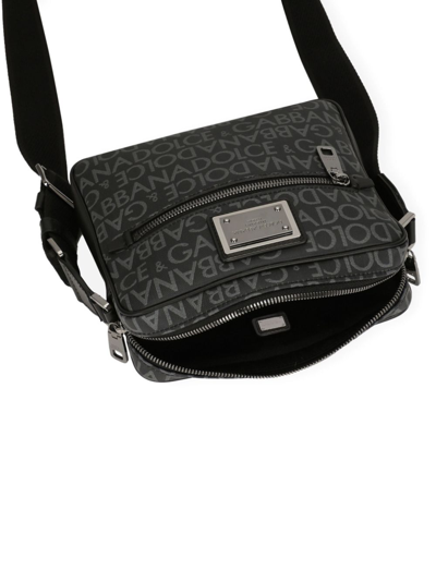 Dolce & Gabbana Logo-print Jacquard Zipped Shoulder Bag In Grau