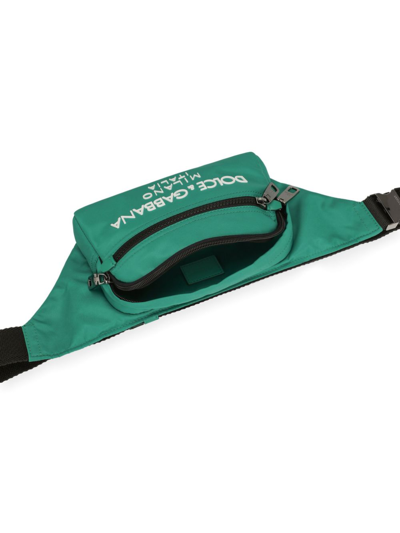 Dolce & Gabbana Rubber Logo Nylon Belt Bag In Grün