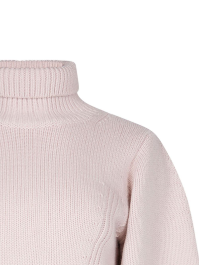 Shop Nina Ricci Roll-neck Cropped Jumper In Nude
