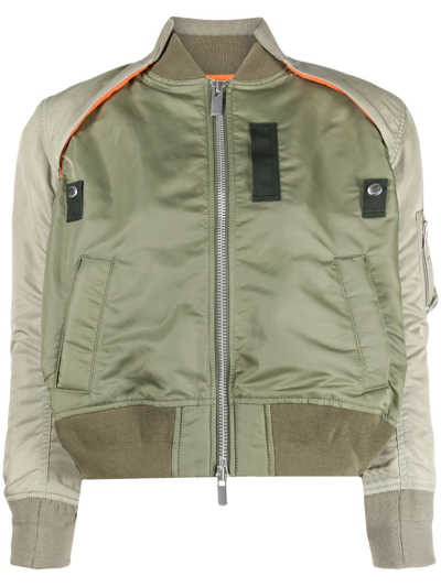 Shop Sacai Sectioned Bomber Jacket In Grün