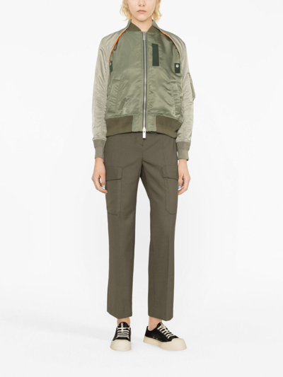 Shop Sacai Sectioned Bomber Jacket In Grün