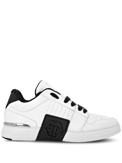 Shop Philipp Plein Royal Street Embossed-logo Sneakers In White