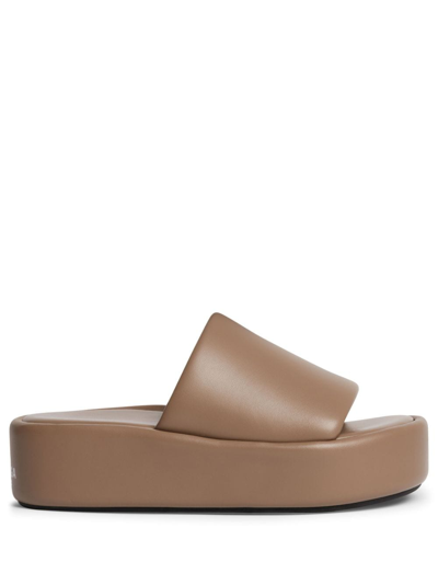 Shop Balenciaga Rise Sandale Platform Slides In Nude
