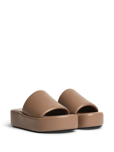 Shop Balenciaga Rise Sandale Platform Slides In Nude