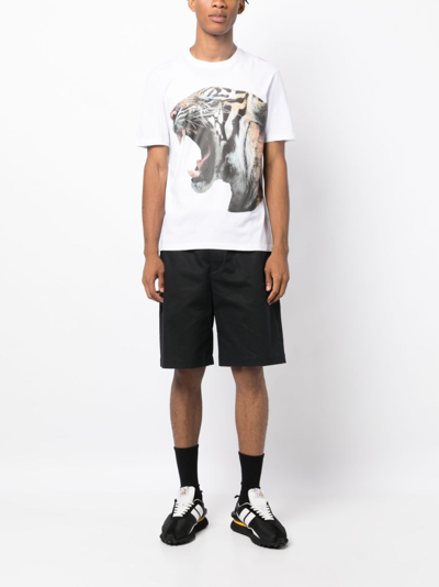 Shop Hugo Tiger-print Stretch-cotton T-shirt In White