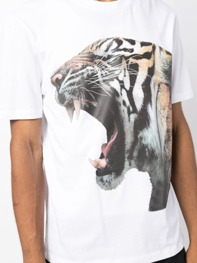 Shop Hugo Tiger-print Stretch-cotton T-shirt In White