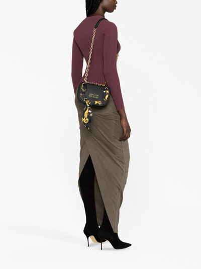 Shop Versace Jeans Couture Barocco-print Scarf Shoulder Bag In Black