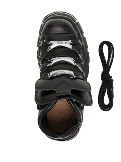 Shop Vetements X New Rock Leather Platform Boots In Schwarz
